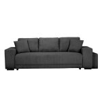 Vega canap� droit reversible convertible gris anthracite (velours c�tel� ) - taille s - 3 / 4 places ...