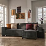 Vega canap� dangle reversible convertible gris anthracite (velours c�tel� ) - taille m - 4 / 5 places ...