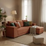 Casapy vega taille m. canap� dangle convertible orange terracotta (velours c�tel� ) - l. 254 x h. 71 ...