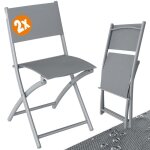 Casaria 2x chaise de jardin pliante gris max 130kg rsistante 46x52x80cm chaise pliante balcon terrasse ...