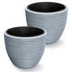Casaria 2x pot de fleurs gris rond 30 l 40x32 cm r�sistant aux intemp�ries jardini�re bac � fleurs cache ...