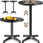 Casaria 2x table haute ronde noire de bar bistrot mange debout rglable en hauteur 70 / 115 cm jardin ...