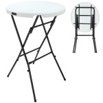 Casaria� 2x table haute de bar pliante mange - debout � 72 cm blanc hauteur 110 cm table de bistrot jardin ...