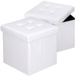 Casaria� 2x tabouret cube blanc avec espace de rangement pouf 38 x 38 x 38 cm coffre de rangement similicuir ...