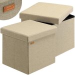 Casaria 2x tabouret cube beige avec espace de rangement pouf 38 x 38 x 38 cm coffre de rangement similicuir ...