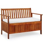 Casaria� banc de jardin en bois 120x62cm coffre de jardin r�sistant aux intemp�ries rangement b�che de ...