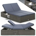 Casaria chaise longue double gris / anthracite extrmits rglables bain de soleil 2 places polyrotin ...