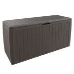 Casaria coffre de rangement xxl aspect lattes en bois brun 300l roulettes poignes malle terrasse balcon ...