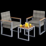 Casaria® salon de jardin gris acacia en polyrotin 2 chaises 1 table pieds réglables résistant aux intempéries ... Casaria® salon de jardin gris acacia en polyrotin 2 chaises 1 table pieds réglables résistant aux intempéries ...