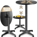Casaria� set 2x table de bar bistrot pliable ronde diam�tre 60 cm r�glable en hauteur 70 cm / 115 cm ...