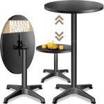 Casaria table de bar bistrot pliable ronde 60 cm rglable en hauteur 70 cm / 115 cm 2 en 1 en acier ...