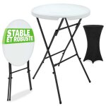 Casaria� table haute pliable avec housse noire r�utilisable infroissable mange debout 110 cm bar bistrot ...