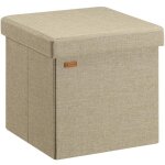 Casaria� tabouret cube beige avec espace de rangement pouf 38 x 38 x 38 cm coffre de rangement similicuir ...