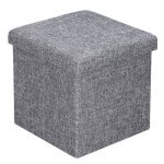Casaria tabouret cube gris avec espace de rangement pouf 38 x 38 x 38 cm coffre de rangement similicuir ...
