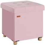 Casaria tabouret cube en velours rose espace de rangement pouf 40 x 40 x 40 cm coffre de rangement repose ...