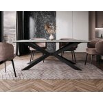 Casey - table � manger - plateau effet b�ton - pieds en m�tal - 4 � 8 personnes - gris / noir