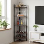 Casier  vin dangle avec porte - verres et tagres de rangement  4 niveaux bar dangle industriel pour ...