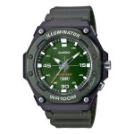 Montre sport - casio - cadran vert - tanchit 10bar - led light - rsine verte