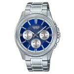 Montre pour homme - casio - cadran bleu - bracelet acier inoxydable - tanchit 50m - quartz