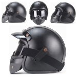 Casque harley vintage visage complet moto rtro visire ouverte avec le masque homme femme casquenoir ...