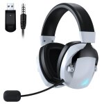 Casque de jeu sans fil 24 ghz bluetooth avec micro antibruit amovible et flexible son stro 3d blanc ...