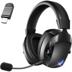 Casque de jeu sans fil 24 ghz bluetooth avec micro antibruit amovible et flexible son stro 3d noir