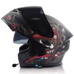 Casque de moto bluetooth avec batterie 2000mah casque intgral de grande taille rabattable  double objectif ...