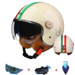 Casque moto bluetooth ouvertcasque moto 3 / 4 vintagecasque  boucle de dverrouillage homologu dot