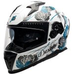 Casque moto intgral homologu intgral eros feline motoblouz adulte cwtm - blanc / turquoise shinny