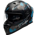 Casque moto intgral homologu intgral eros feline motoblouz adulte noir / turquoise mat