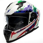 Casque moto intgral homologu intgral eros jokr motoblouz adulte blanc shiny