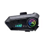 Casque de moto interphone pour 2 personnes contrôle musical avec suppression de bruit - noir Casque de moto interphone pour 2 personnes contrôle musical avec suppression de bruit - noir