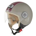 Casque moto jet nox n210 titanium bordeaux