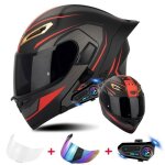Casque de moto modulaire bluetooth dot casque de moto modulable unisexe pour adulte fibre de carbone ...