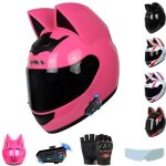 Casque moto oreilles de chat pour femme casque moto bluetooth oreilles de chat casques moto casque moto ...