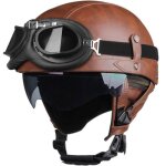Casques de motocasques de moto rtro scooter respirantscuir pour femmes et hommes casques de protection ...