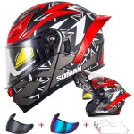 Casque de moto uncover homologu� dot double microphone int�gr� double visi�re casque modulaire rabattable ...