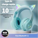Casque sans fil pour enfants avec lumi�re led - 3 modes - pour enfants gar�ons filles et adultes - vert ...