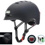 Casque de vlo avec phare led intgr et casque arrire lger pour hommes et femmescoque pc + eps