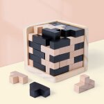 Casse - tte en bois - luban cube 54t - noir et abricot - jeu ducatif - portable