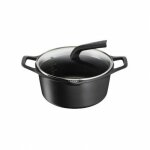 Casserole avec couvercle - tefal - robusto e24944 - aluminium -  20 cm - noir