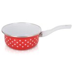 Casserole �maill�e tecka - r�tro - 16 cm - rouge avec pois blancs