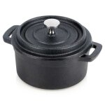 Casserole en fonte avec couvercle - vilde - 250 ml - noir - 10 cm diam�tre - 13x10x48 cm sans couvercle ...