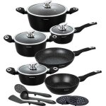 Casserole - klausberg - kb - 7322 - ensemble de 15 pots en granit - compatible induction - couleur noire ...
