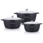 Casseroles et marmites - set de 3 casseroles 36 - 40 - 44 cm avec couvercles - revêtement effet pierre ... Casseroles et marmites - set de 3 casseroles 36 - 40 - 44 cm avec couvercles - revêtement effet pierre ...