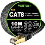 Cat 8 c�ble ethernet 10m 40gbps / 2000mhz haut d�bit s / ftp cable internet plat tresse rj45 gigabit ...