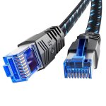 Cat 8 c�ble ethernet 4m ? nylon tress� c�ble r�seau 40gbps 2000mhz plat stp rj45 lan c�ble compatible ...
