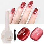 Cat eye vernis  ongles gel uv rouge paillet magntique avec aimant holographique shimmer cat eye gel ...