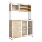 Catavana - buffet multifonctionnel blanc 116 x 40 x 170 cm ? pour cuisine salon ou bureau ? 3 portes ...