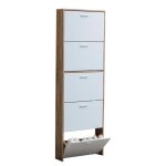 Catavana - meuble de rangement � chaussures - 15 paires - 5 abattants - l60xp24xh180 cm - portes blanches ...